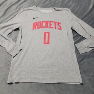 Rockets‎ Shirt Boys Large Nike NBA Basketball Gray Westbrook #0 Long Comfort Tee